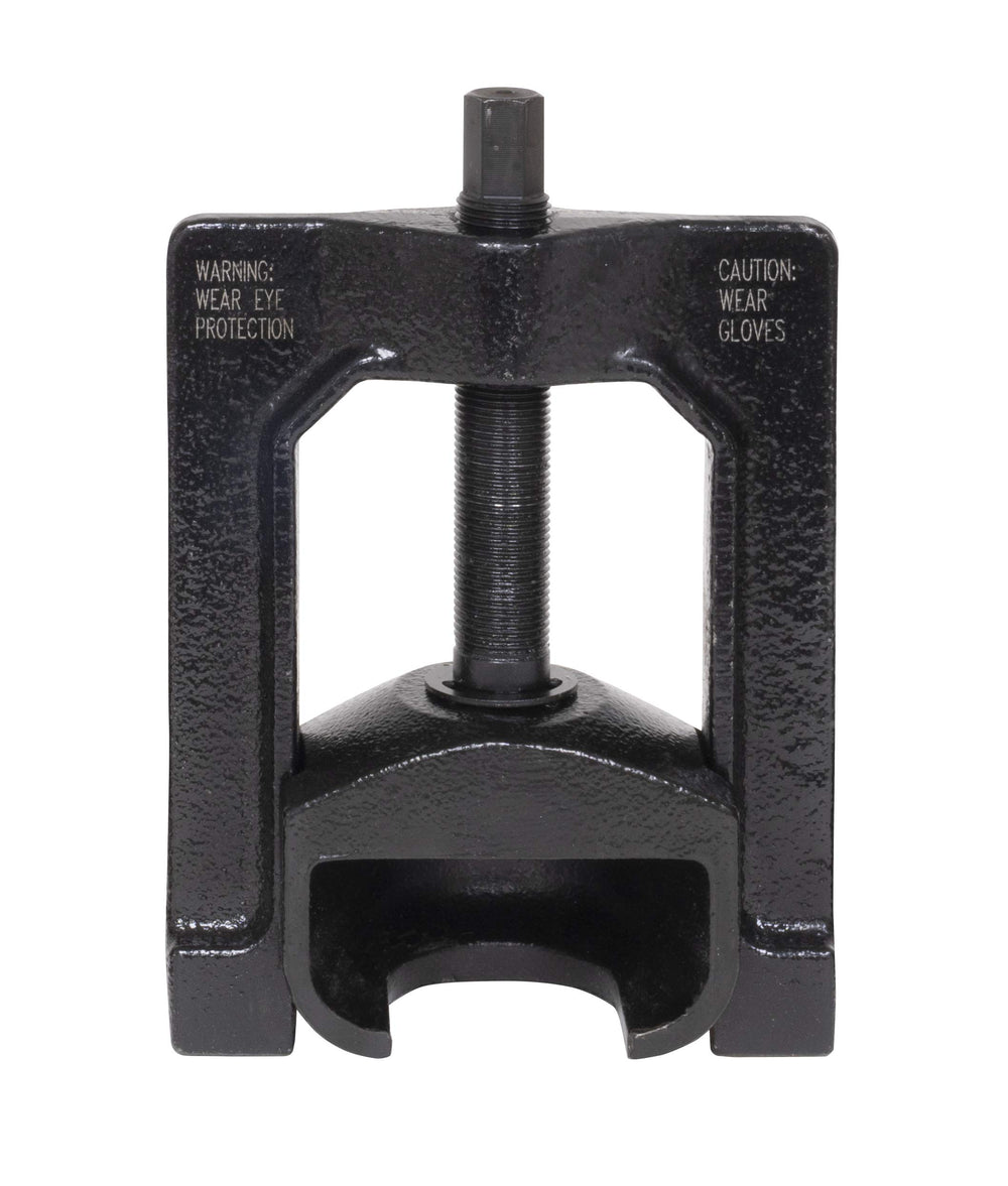 Lisle 42900 front view showing puller positioned on u-joint cap for safe removal