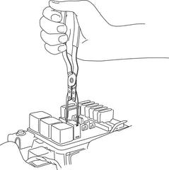 Lisle 46950 in use inside fusebox illustrating safe relay removal and reduced damage