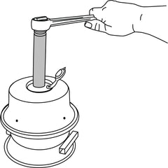 Lisle 49000 socket mounted on truck brake cage bolt for faster removal
