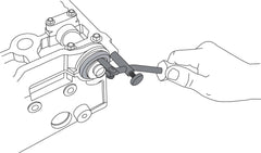 Lisle 58430 close-up of adjustable hook and push rod for precise seal engagement