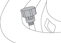 Lisle deflator close-up on valve core demonstrating safe core depression