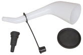Lisle offset funnel front view showing translucent 10 inch body and spout for easy filling
