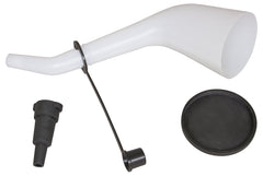 Lisle offset funnel front view showing translucent 10 inch body and spout for easy filling