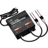 LiTime front view of charger showing ports and LEDs for quick identification and monitoring