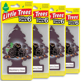 LITTLE TREES front packaging showing blackberry clove scent and pack count for easy selection