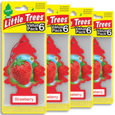 LITTLE TREES front packaging showing strawberry scent and six-pack convenience
