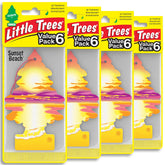LITTLE TREES front packaging showing Sunset Beach scent and pack size benefit