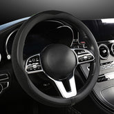 LKWLIKEI front view of black steering wheel cover showing sleek fit and style