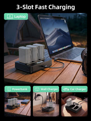 llano usb-c port and cable connected, offering flexible power options on location