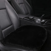 LLB black front seat cushion front view showing plush sheepskin comfort