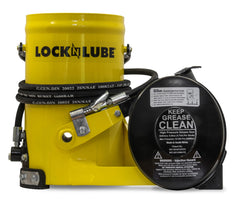 LockNLube foot treadle detail demonstrating hands-free operation and consistent pressure