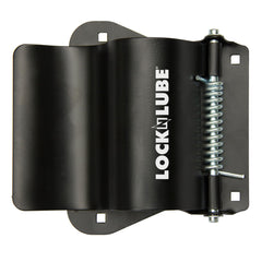 LockNLube holder front view showing sturdy cradle and bolt holes for secure mount