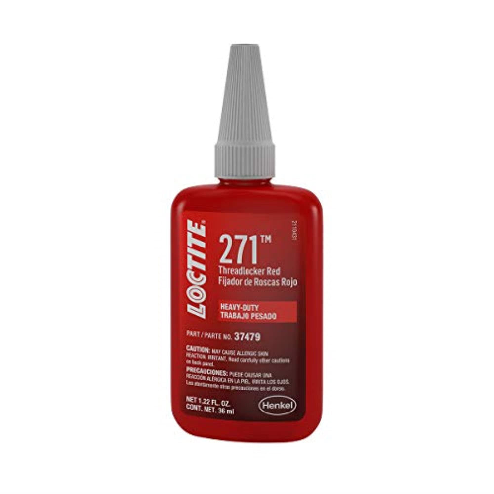 Loctite 271 red bottle front view showing label and professional strength