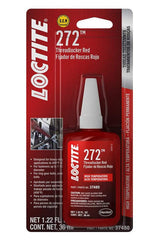 Loctite 272 red bottle front label showing product and strong high-temp hold