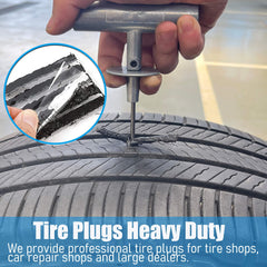 LOGOL tire plugs with insertion tool demonstrating quick, easy roadside application