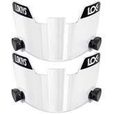 LOKIYS clear visor front-packaging showing two shields and clips for fast installation benefit
