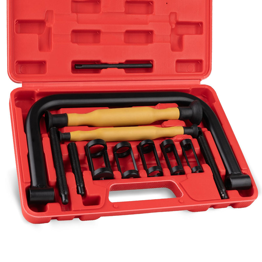 Loksun front view of compressor kit showing compact C-clamp and components for organized repairs