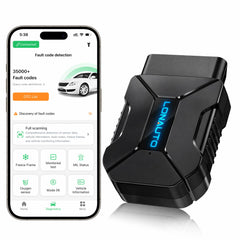 LONAUTO LB03 front view showing compact Bluetooth OBD2 device and port benefits