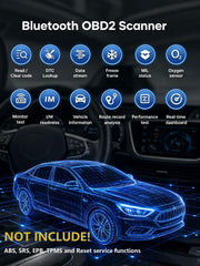 LONAUTO LB03 plugged into vehicle OBD port showing quick diagnostics access