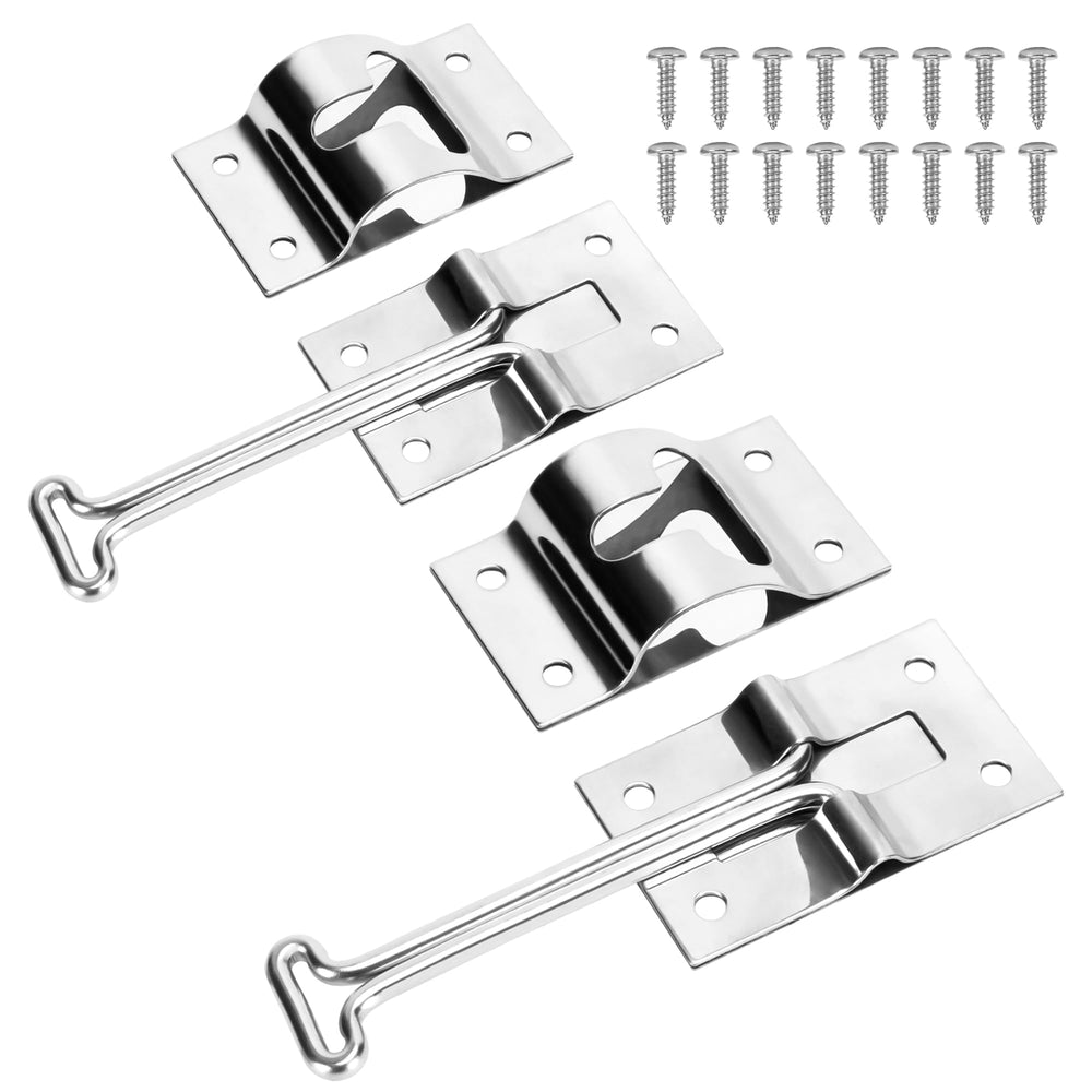 Lonffery front view of latch pack showing two stainless latches and benefit durable hold