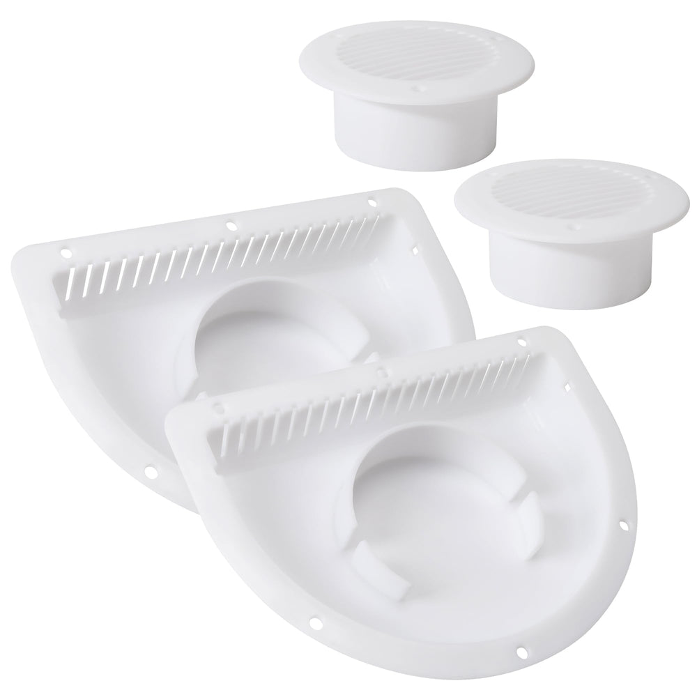 Lonffery front view of vent kit showing cover and faceplate for neat finish