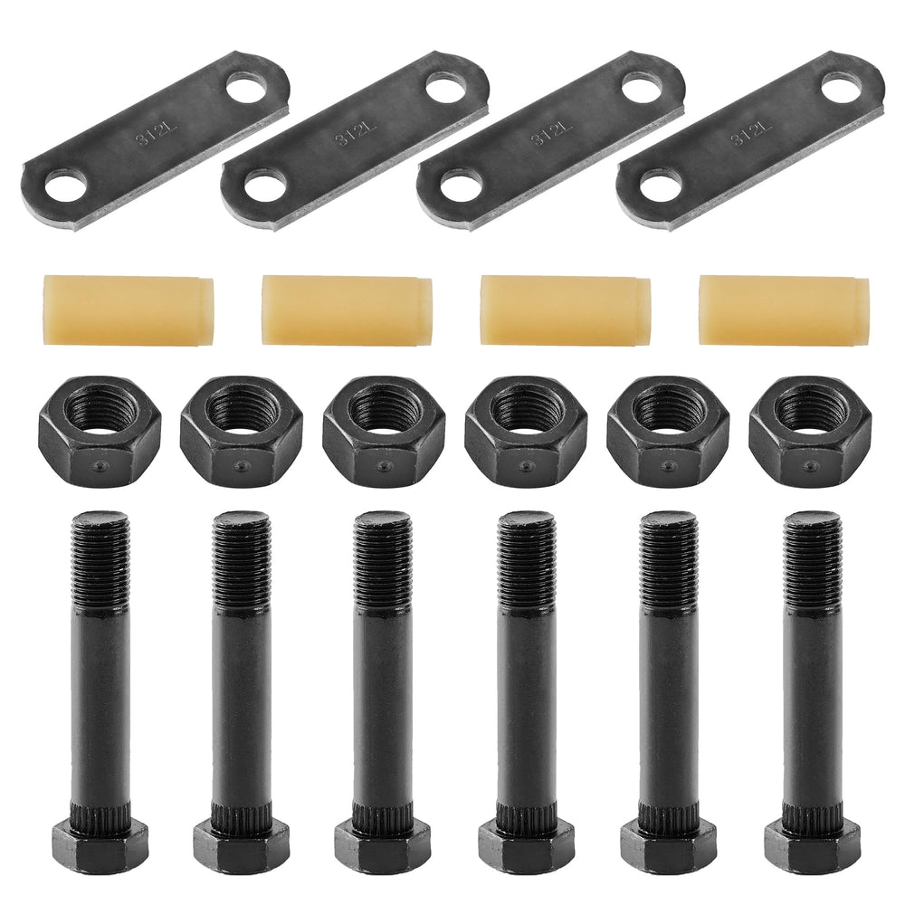 Lonffery front view of complete shackle kit showing all included parts and packaging benefit