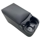 LOOYE console front view with cup holders and storage for tidy driving