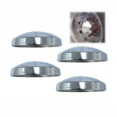 LOSTAR front view of four chrome hub caps showing packaging and fit benefit