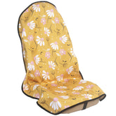 LoyaGour front seat cover full view showing full coverage and bright chamomile yellow