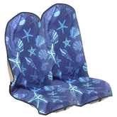 LoyaGour front seat cover full view showing conch shells print and seat protection