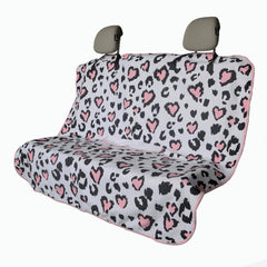 LoyaGour front seat cover full view showing leopard print and coverage benefit