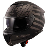 LS2 full-face helmet front view showing aerodynamic shell and clear shield benefit visibility