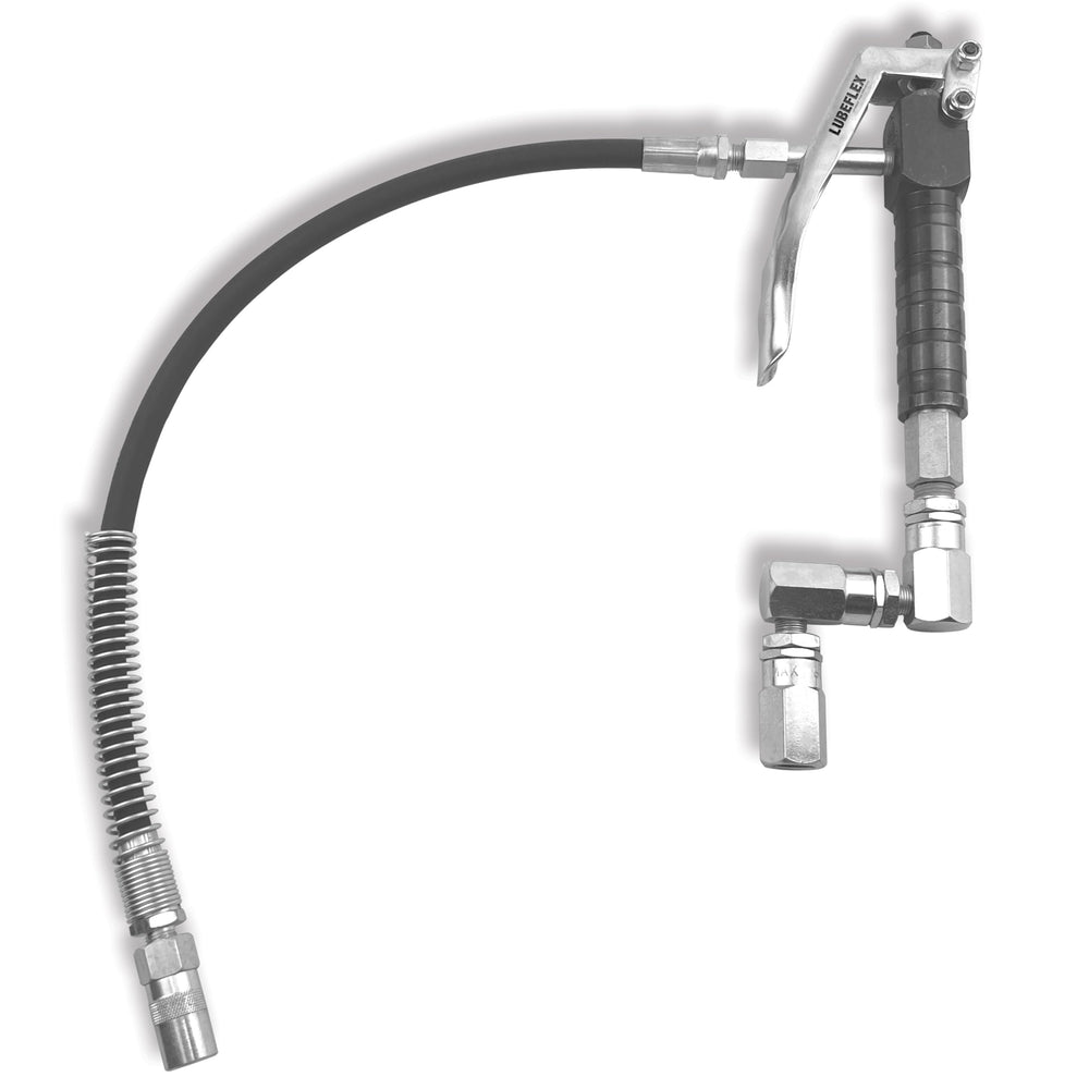 LUBEFLEX control handle front view showing robust steel body and ergonomic grip for durability