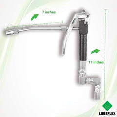 LUBEFLEX handle side profile illustrating trigger design for consistent continuous flow