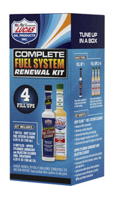 Lucas Oil 10966 front packaging showing kit contents and benefit of complete system cleaning