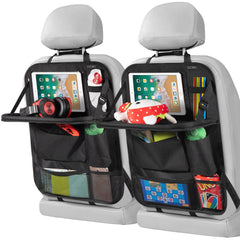 LUCMO front view of seatback organizer showing pockets and tidy storage, convenient organization
