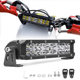 Lumimotor 6-inch light bar front view showing compact bright beam, improved trail visibility