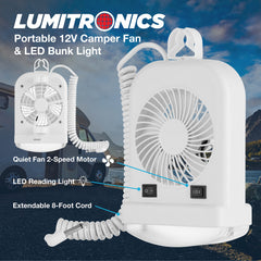 Lumitronics extended coiled cord plugged into 12V outlet for flexible placement