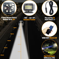 LuxBang mounted on truck at night providing long-range search light for safe navigation