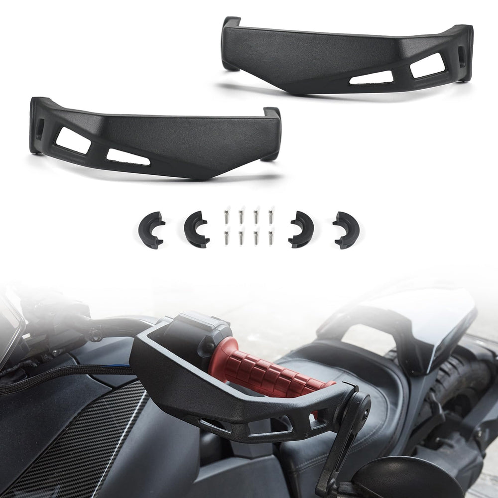 LUXEMOTO front view of handguards showing robust protection and clean design