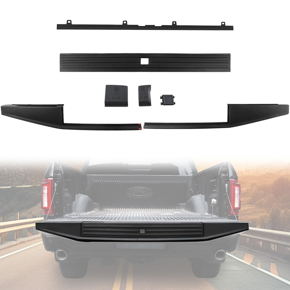 LUXEMOTO front view of tailgate cap showing exact shape and fit benefit