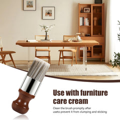 LUXGROVE brush applying conditioner on leather sofa delivering even nourishment