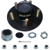 LUXTRKSTO front view of 5x4.5 hub assembly showing mounting face and finish, durable corrosion resistance