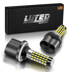 LUYED 880 front view showing bulb pair and packaging with clear upgrade benefits