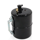 LVOUP canister front view showing black steel body and compact size benefit