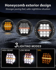 LX-LIGHT 7-inch headlight side profile demonstrating durable black aluminum housing