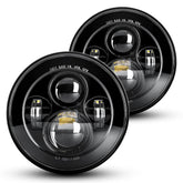 LX-LIGHT front view of 7-inch headlight showing clear beam pattern and improved visibility