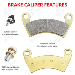 M MATI caliper installed on Polaris Ranger front wheel demonstrating easy replacement