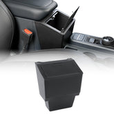 Mabett front view of lidded console box showing clean fit and organized space