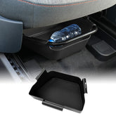 Mabett front view installed under seat showing discreet storage benefit